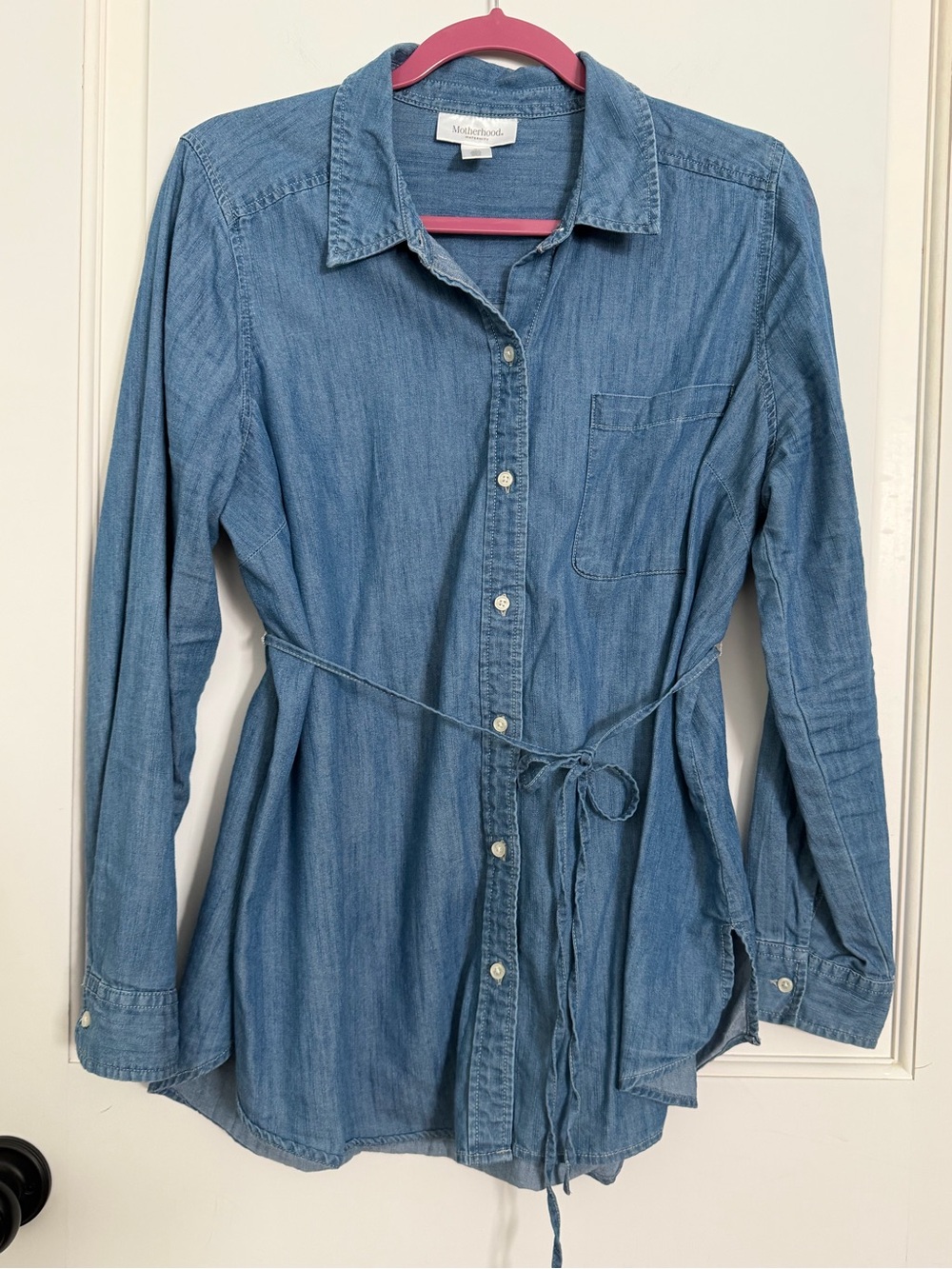 Motherhood maternity long sleeve denim size large - chambray button up top